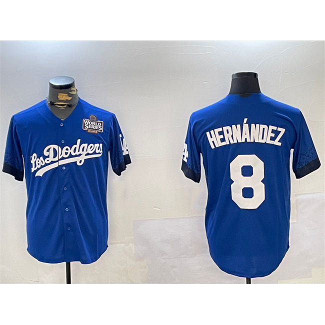 Los Angeles Dodgers #8 Enrique Hern¨¢ndez Royal Jereymy 2024 World Series City Connect Cool Base Stitched Jersey