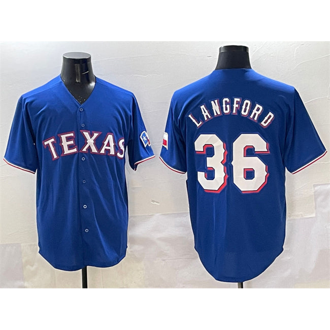 Texas Rangers #36 Wyatt Langford Royal Jereymy Cool Base Limited Stitched Jersey
