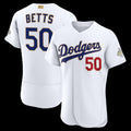 Los Angeles Dodgers #50 Mookie Betts White Jereymy 2026 Gold Collection Authentic Jersey