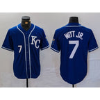 Kansas City Royals #7 Bobby Witt Jr Number Royal Jereymy Cool Base Stitched Jersey