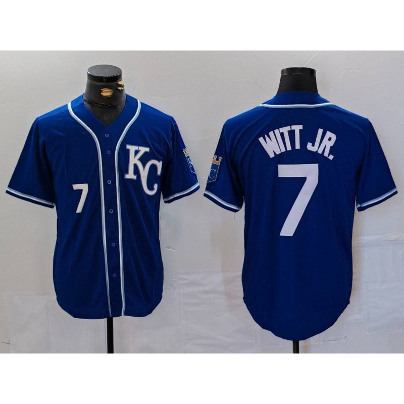 Kansas City Royals #7 Bobby Witt Jr Number Royal Jereymy Cool Base Stitched Jersey