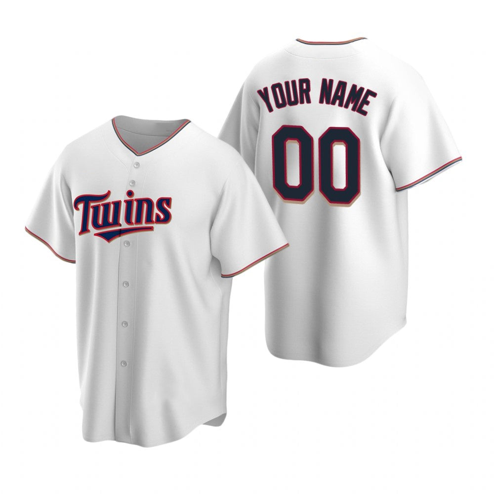 Custom Minnesota Twins White Jereymy Stitched Cool Base Home Jersey