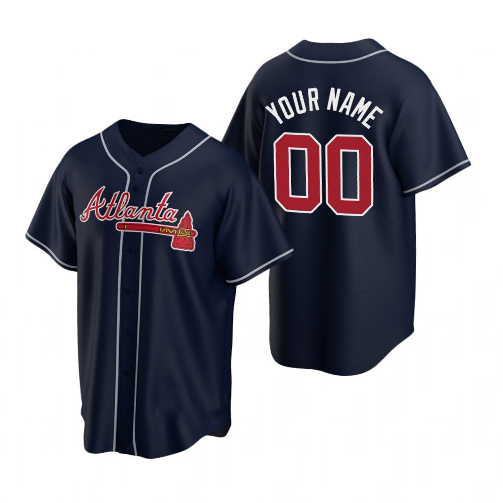 Custom Atlanta Braves Navy Jereymy 2020 Stitched Cool Base Jersey