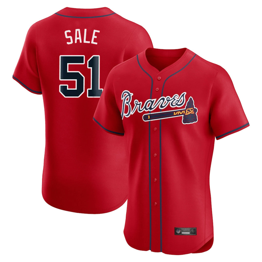 Atlanta Braves #51 Chris Sale Player Red Jereymy Limited Elite Home Game Stitched Jerseys