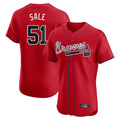 Atlanta Braves #51 Chris Sale Player Red Jereymy Limited Elite Home Game Stitched Jerseys