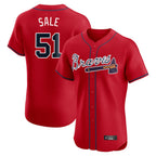 Atlanta Braves #51 Chris Sale Player Red Jereymy Limited Elite Home Game Stitched Jerseys
