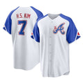 Atlanta Braves #7 Ha-Seong Kim Player White Jereymy City Connect Home Game Stitched Jerseys