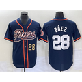 Detroit Tigers #28 Javier Baez Number Navy Blue Jereymy Cool Base Stitched Jersey