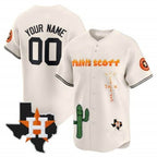 Custom Houston Astros Cactus Jack Patch Vapor Premier Limited Jersey V9 ¨C Stitched-Cream Jereymy