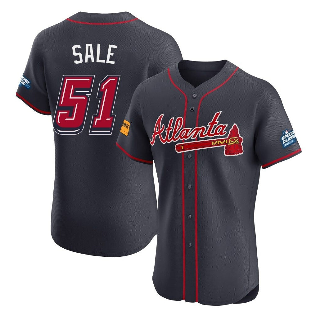 Atlanta Braves #51 Chris Sale Player Navy Jereymy 2025 Speedway Classic Limited Elite Home Game Stitched Jerseys