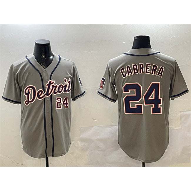 Detroit Tigers #24 Miguel Cabrera Gray Jereymy Cool Base Stitched Jersey