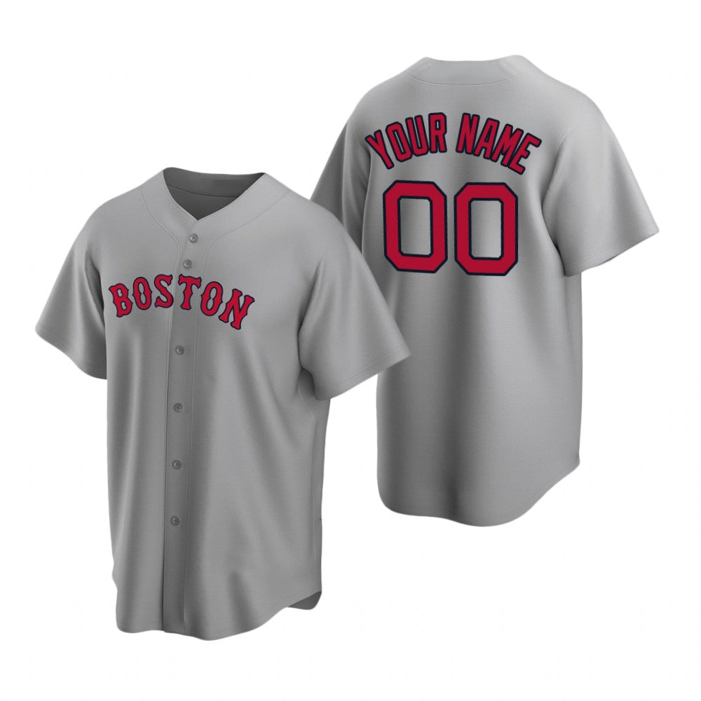 Custom Boston Red Sox Gray Jereymy Stitched Cool Base Road Jersey