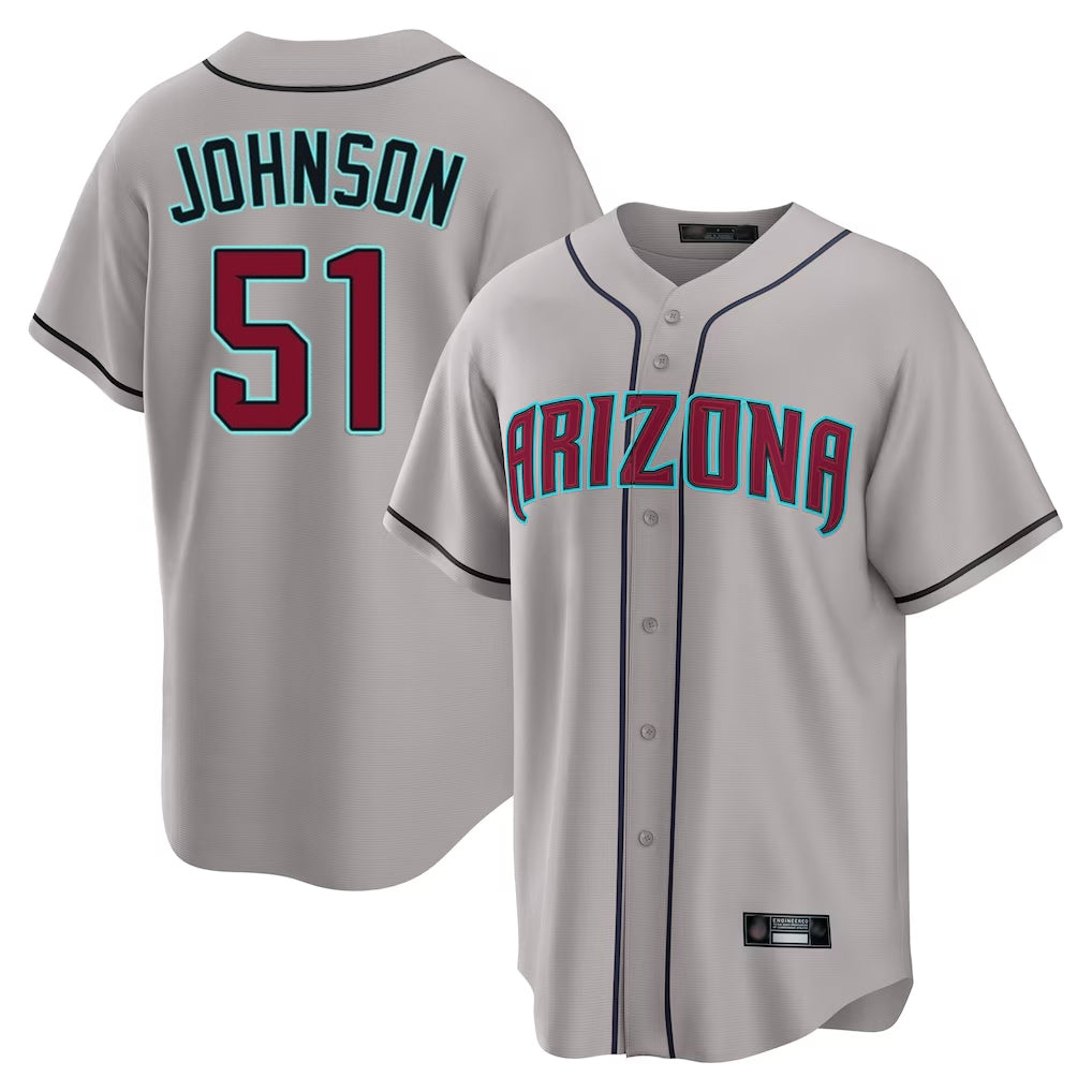 Arizona Diamondbacks #51 Randy Johnson Player Gray Jereymy Road Home Game Stitched Jerseys