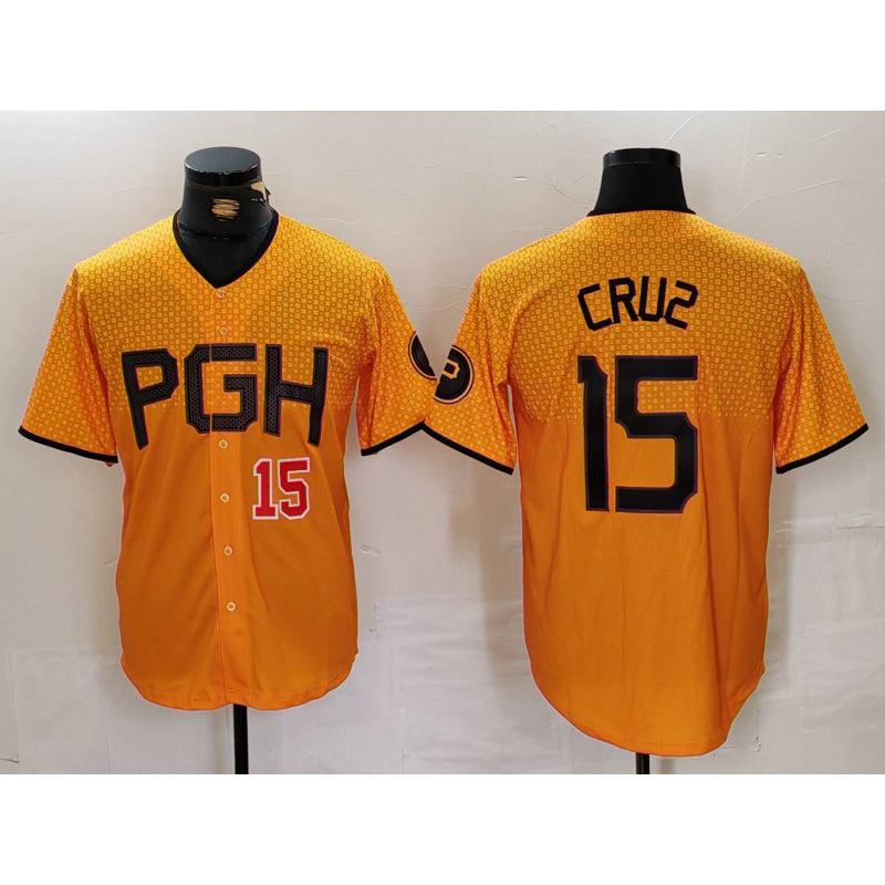Pittsburgh Pirates #15 Oneil Cruz Yellow Jereymy 2023 City Connect Stitched Jerseys