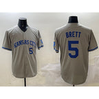 Kansas City Royals #5 George Brett Gray Jereymy 2024 Away Limited Stitched Jersey