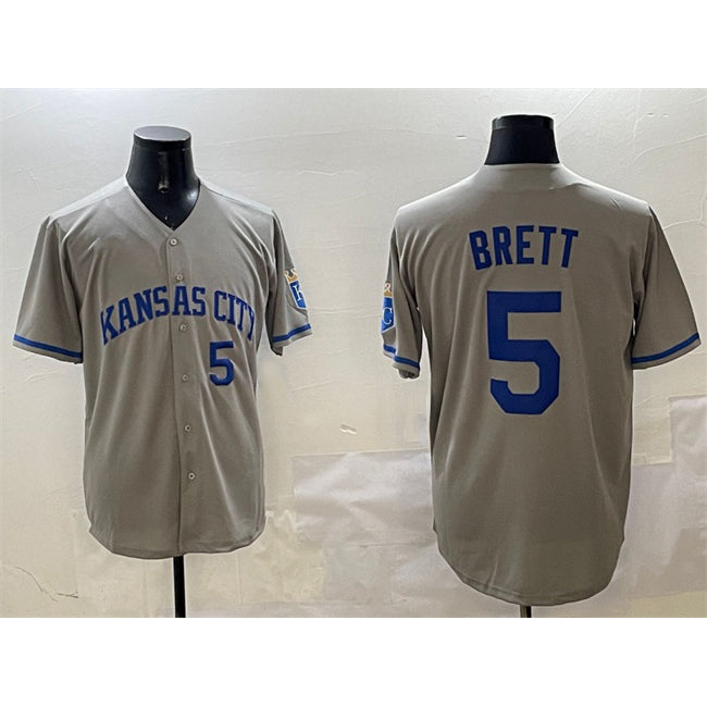 Kansas City Royals #5 George Brett Gray Jereymy 2024 Away Limited Stitched Jersey