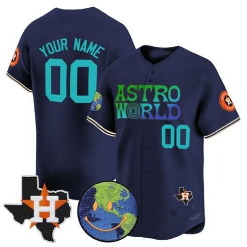 Custom Houston Astros Cactus Jack Astro World Vapor Premier Limited Jersey ¨C Navy Jereymy