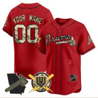 Custom Atlanta Braves Armed Forces Day Vapor Premier Limited Jersey ¨CRed Jereymy