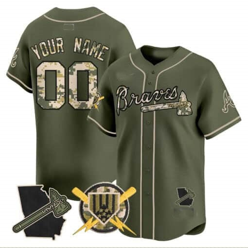 Custom Atlanta Braves Armed Forces Day Vapor Premier Limited Jersey ¨CGreen Jereymy
