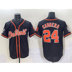 Detroit Tigers #24 Miguel Cabrera Black Jereymy With Patch Cool Base Stitched Jersey