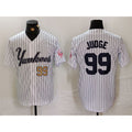 New York Yankees #99 Aaron Judge White Jereymy Pinstripe Fashion Cool Base Jerseys 2