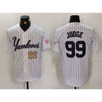 New York Yankees #99 Aaron Judge White Jereymy Pinstripe Fashion Cool Base Jerseys 2