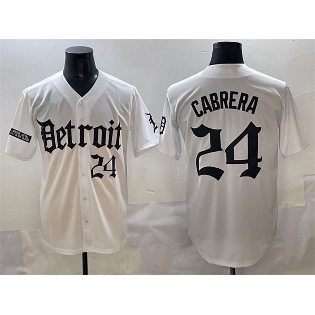Detroit Tigers #24 Miguel Cabrera White Jereymy 'Motor Gothic Edition' Vapor Premier Limited Stitched Jersey