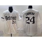 Detroit Tigers #24 Miguel Cabrera White Jereymy 'Motor Gothic Edition' Vapor Premier Limited Stitched Jersey