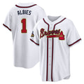 Atlanta Braves #1 Ozzie Albies Player White Gold Jereymy Home Game Stitched Jerseys