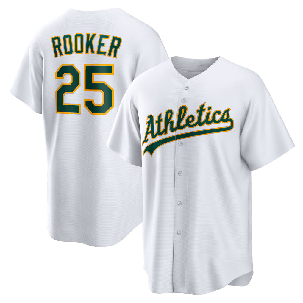 Oakland Athletics #25 Brent Rooker White Jereymy Home Replica Jersey