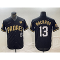 San Diego Padres #13 Manny Machado Black Gold Jereymy With Patch Cool Base Stitched Jersey