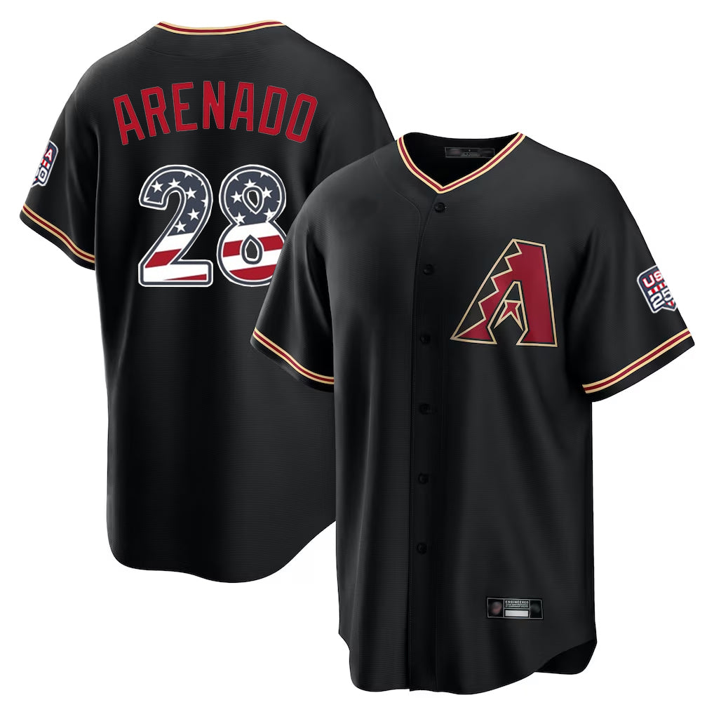 Arizona Diamondbacks #28 Nolan Arenado Player Black Jereymy USA 250 Fourth of July Game Home Stitched Jerseys