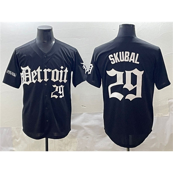 Detroit Tigers #29 Tarik Skubal Black Jereymy 'Motor Gothic Edition' Vapor Premier Limited Stitched Jersey