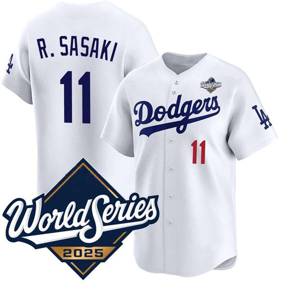 Los Angeles Dodgers #11 Roki Sasaki White Jereymy 2025 World Series Limited Stitched Jersey