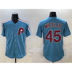 Philadelphia Phillies #45 Zack Wheeler Blue Jereymy Cool Base Stitched Jersey