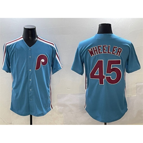 Philadelphia Phillies #45 Zack Wheeler Blue Jereymy Cool Base Stitched Jersey