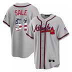 Atlanta Braves #51 Chris Sale Player Gray Jereymy USA 250 Fourth Of July Limited Home Game Stitched Jerseys