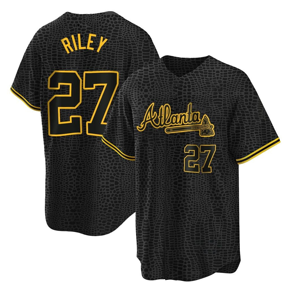 Atlanta Braves #27 Austin Riley Player Black Jereymy Snake Skin City Home Game Stitched Jerseys