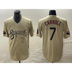 Arizona Diamondbacks #7 Corbin Carroll Number 2021 Gold Jereymy City Connect Cool Base Stitched Jersey 2