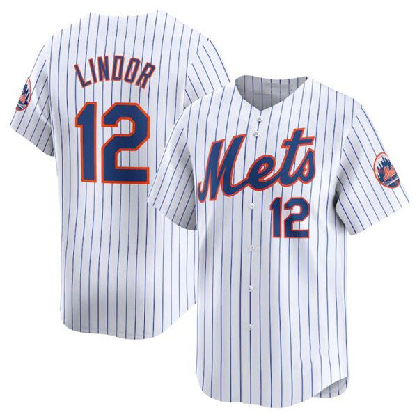New York Mets #12 Francisco Lindor White Jereymy 2024 Home Limited Stitched Jersey