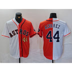 Houston Astros #44 Yordan Alvarez Number White Orange Jereymy Split Stitched Jersey