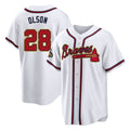 Atlanta Braves #28 Matt Olson Player White Gold Jereymy Home Game Stitched Jerseys