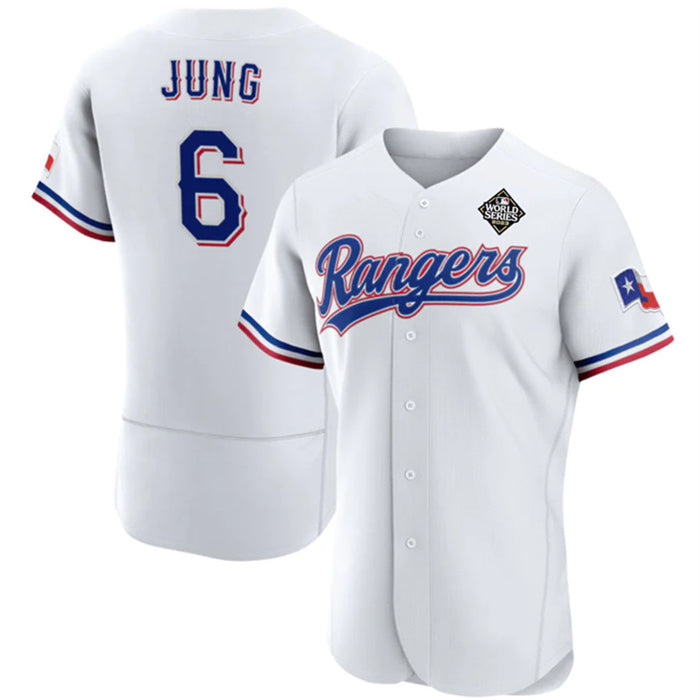 Texas Rangers #6 Josh Jung White Jereymy 2023 World Series Flex Base Stitched Jersey