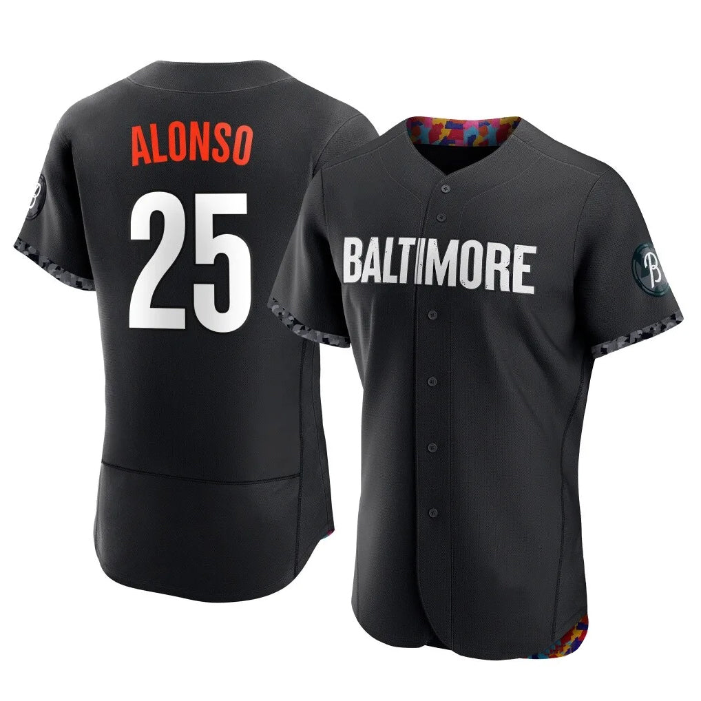 Baltimore Orioles #25 Pete Alonso Player Black Jereymy City Connect Limited Elite Home Game Stitched Jerseys