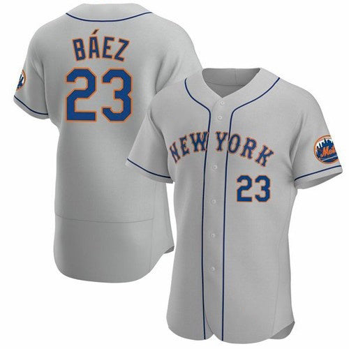 New York Mets #23 Javier Baez Gray Jereymy Anthentic Jersey