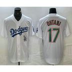 Los Angeles Dodgers #17 Shohei Ohtani White Green Jereymy Stitched Cool Base Jersey 2