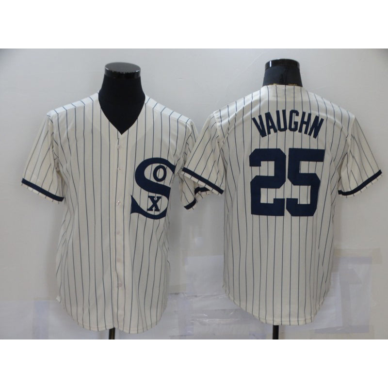 Chicago White Sox #25 Andrew Vaughn 2021 Cream Navy Jereymy Field of Dreams Name Flex Base Stitched Jersey
