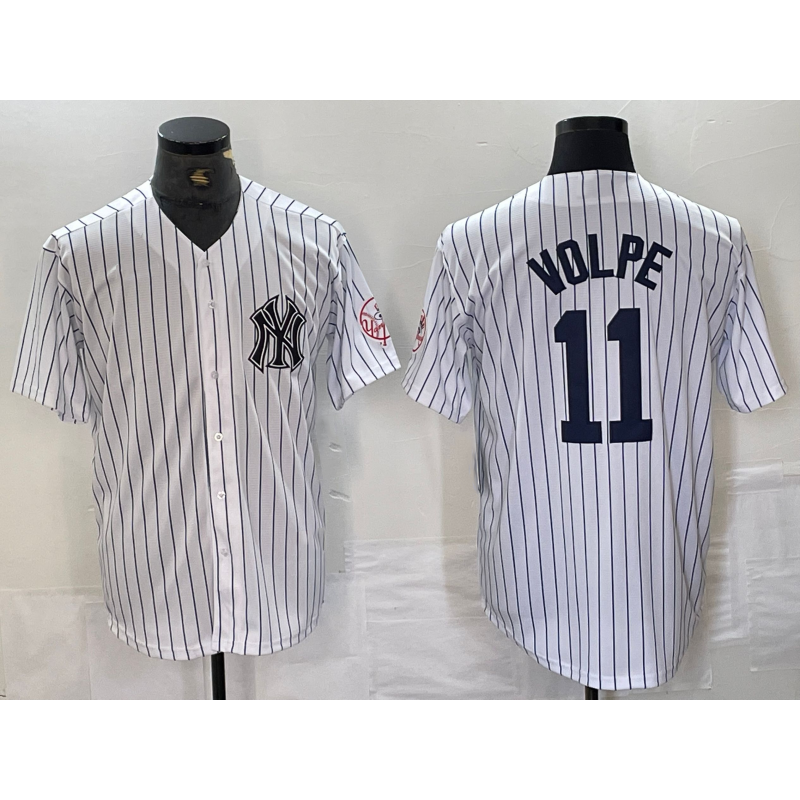 New York Yankees #11 Anthony Volpe Name White Jereymy With Patch 2024 Cool Base Stitched Jersey