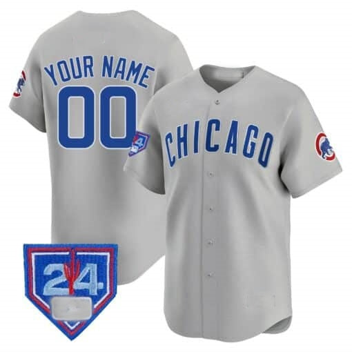 Custom Chicago Cubs 2024 Spring Training Patch Vapor Premier Limited Jersey V2 ¨C Gray Jereymy