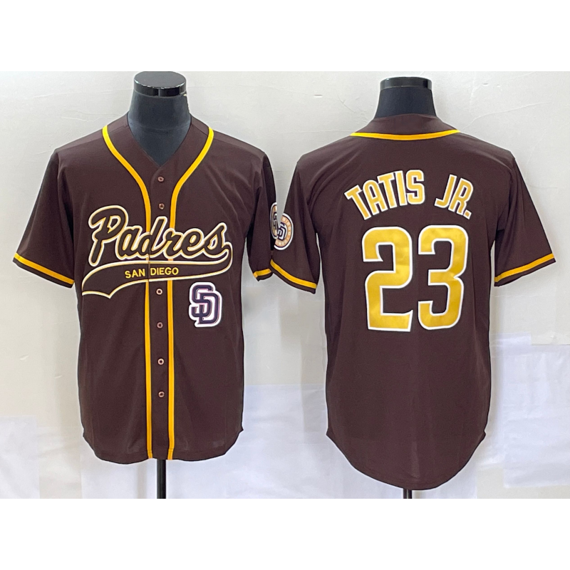 San Diego Padres #23 Fernando Tatis Jr Brown Jereymy NEW 2023 Cool Base Stitched Jersey 2